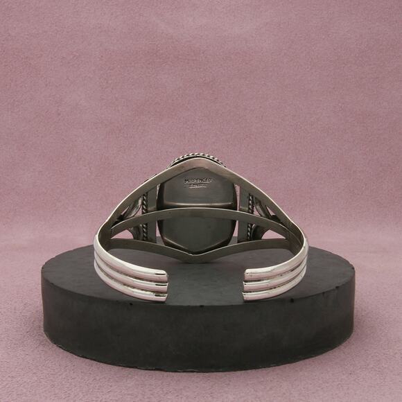 navajo sterling silver vintage mary ann spencer lapis cuff bracelet size 6in - Picture 3 of 3